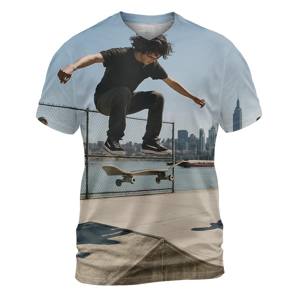 Harlem River Skate Park With Far Midtown Skyline vibrant all-over design tees