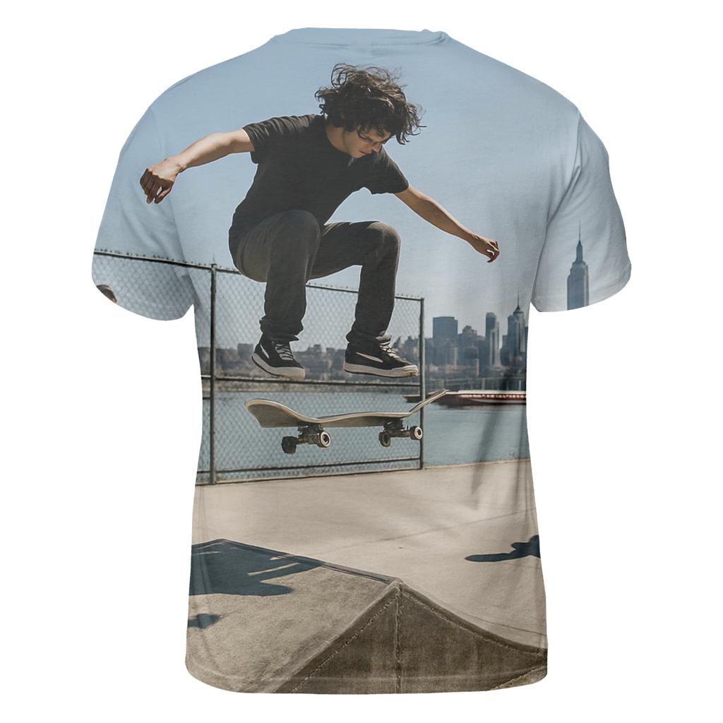 Harlem River Skate Park With Far Midtown Skyline vibrant all-over design tees