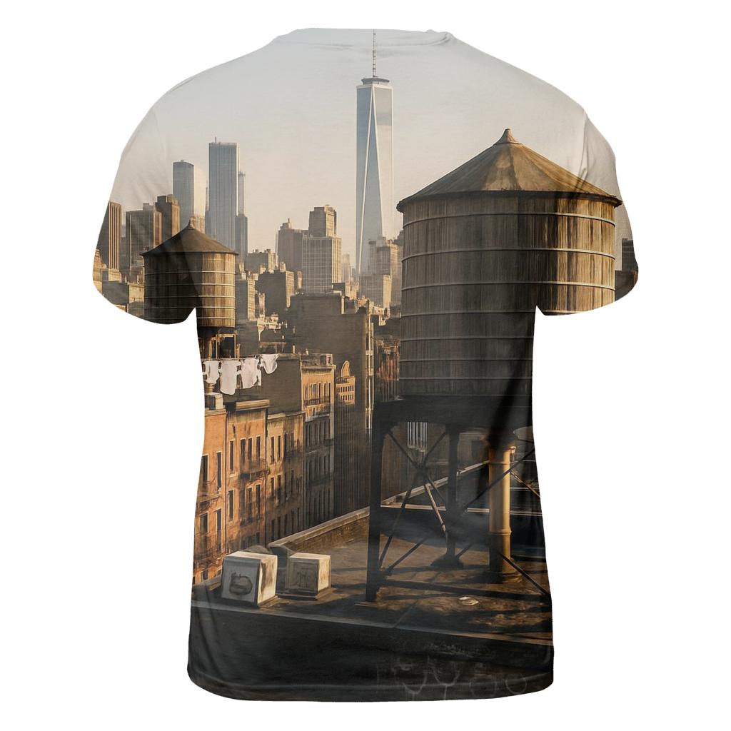 Chinatown Rooftop Water Towers Facing Downtown vibrant all-over design tees