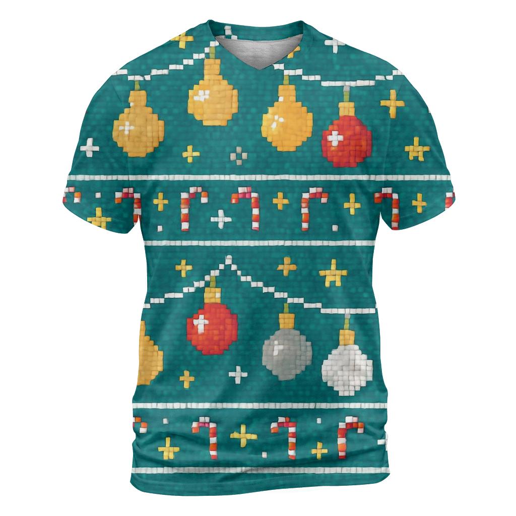 Ornament Garland Checker Rows Design artistic all-over print tops