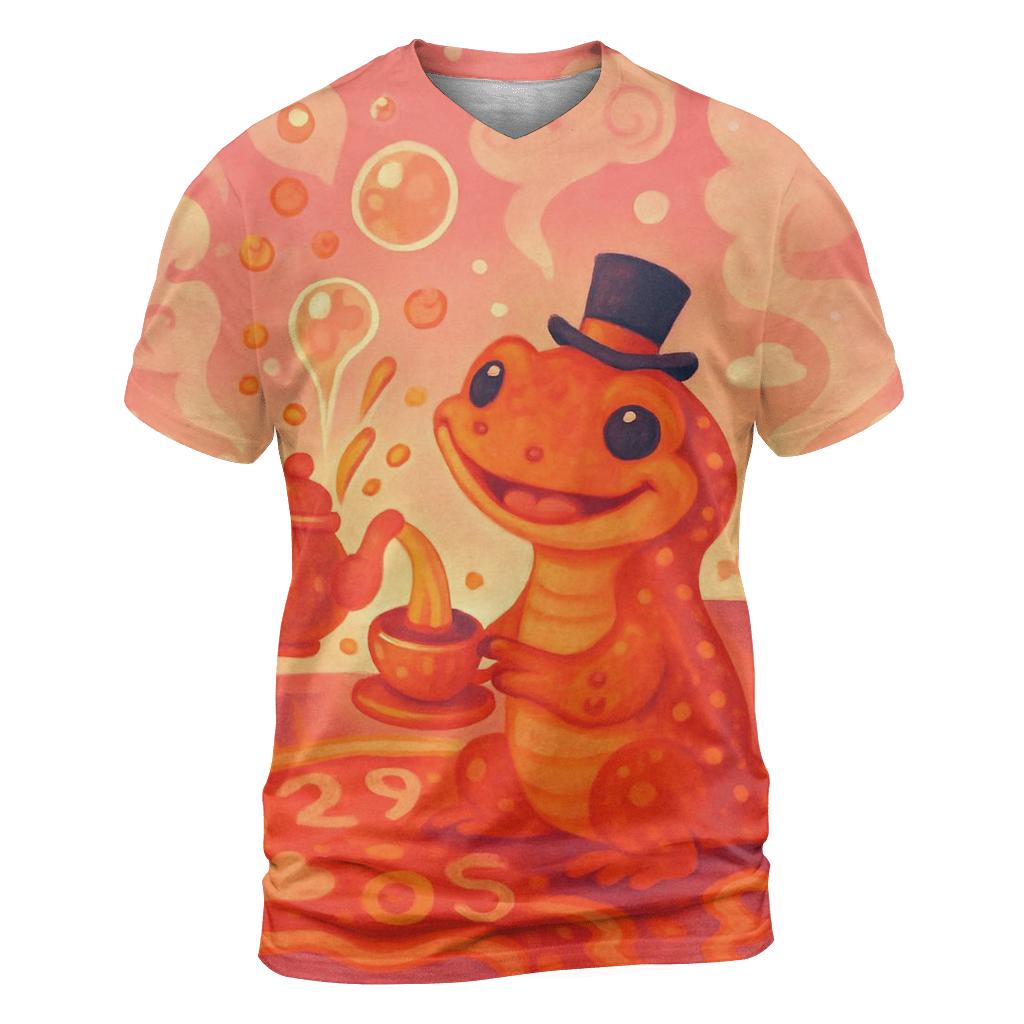 Bubblegum Volcano Tea Party artistic all-over print tops