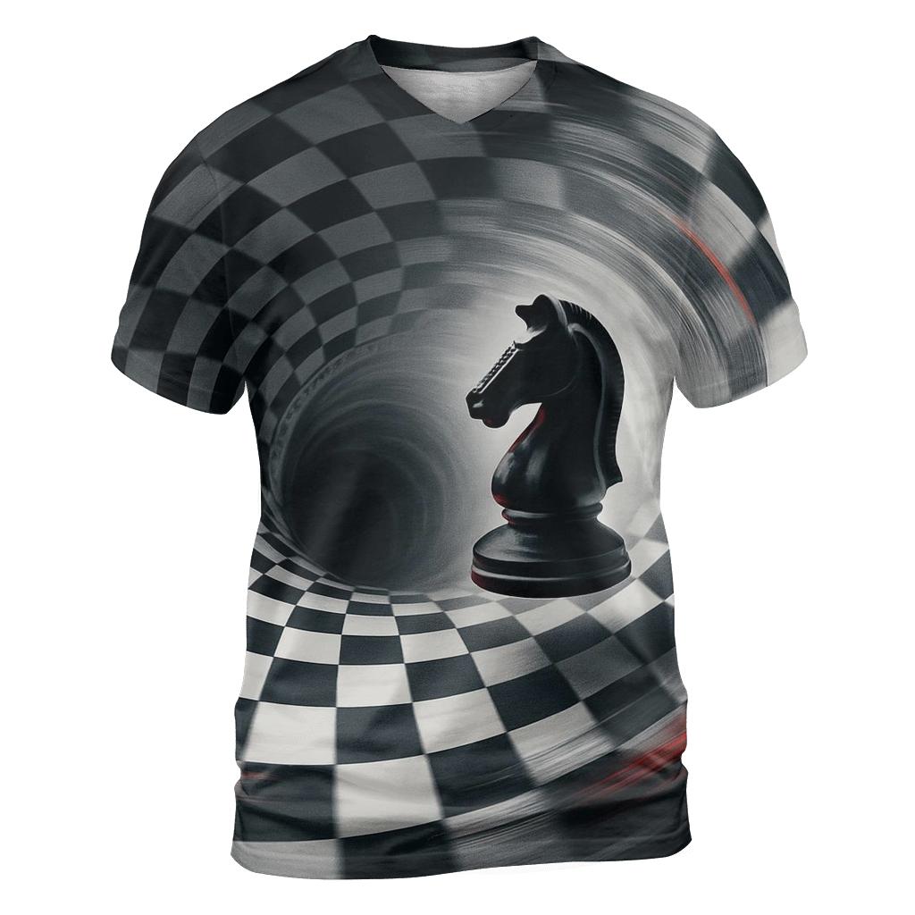 Chessboard Time Warp artistic all-over print tops