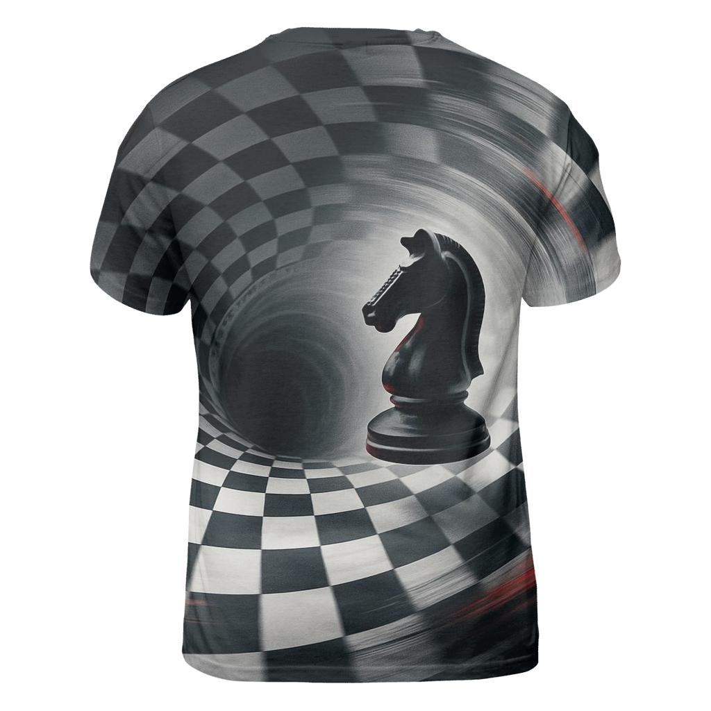Chessboard Time Warp artistic all-over print tops