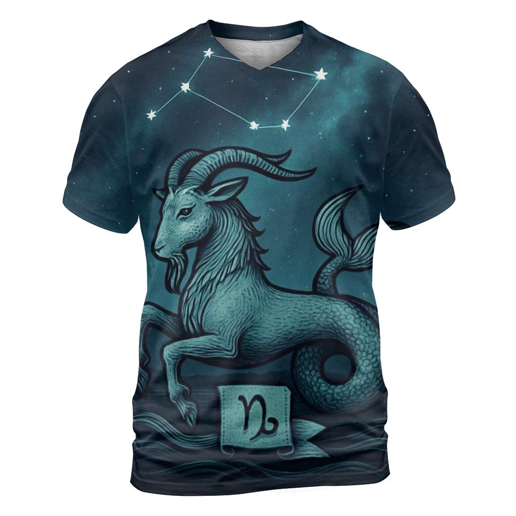 Capricorn Sea Goat Mountain Nebula Crest statement graphic shirts