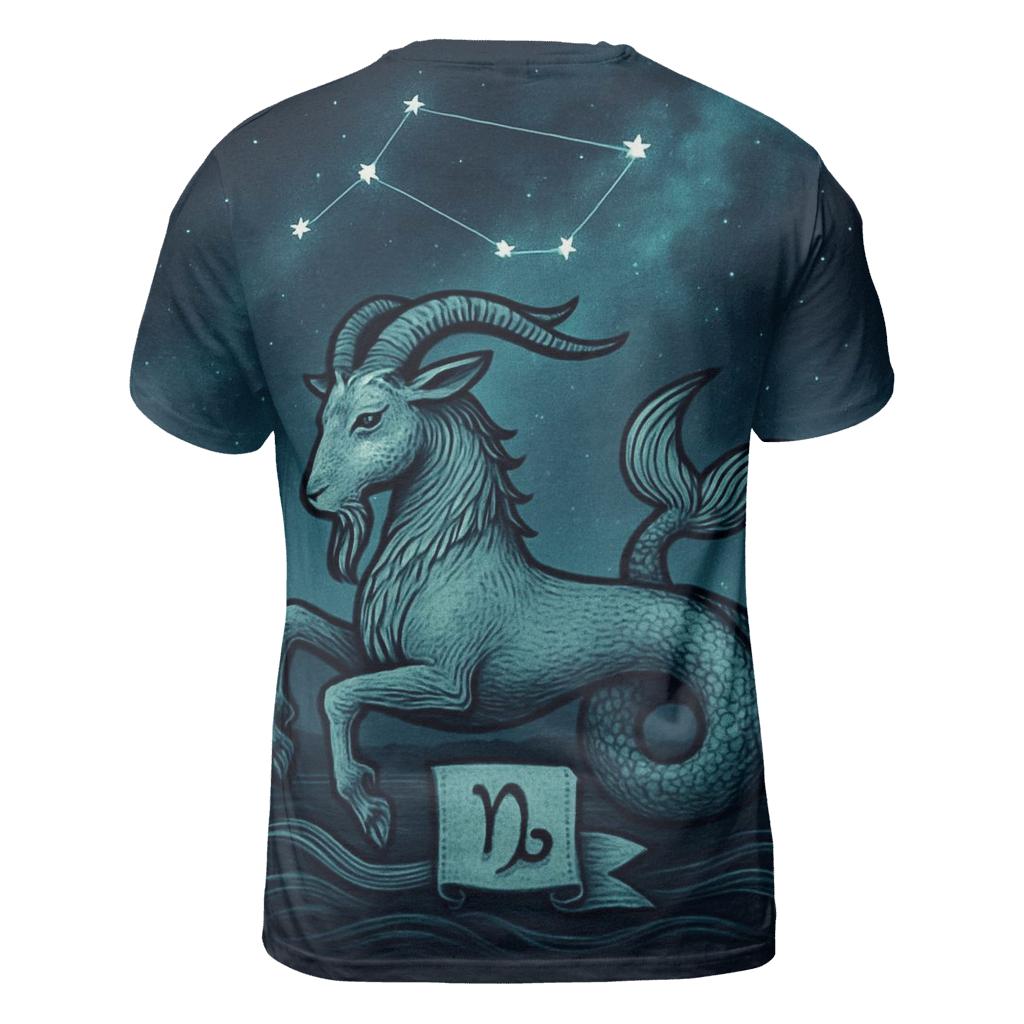 Capricorn Sea Goat Mountain Nebula Crest statement graphic shirts