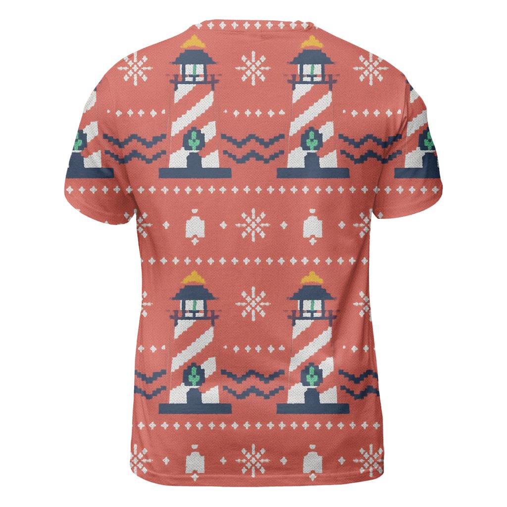 Candy Cane Lighthouse Stripe Design artistic all-over print tops