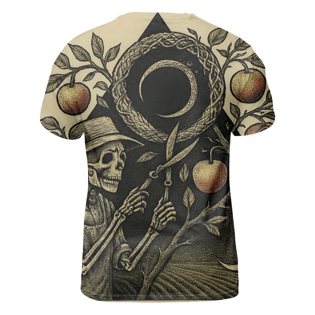 Orchard Eclipse Ouroboros vibrant all-over design tees