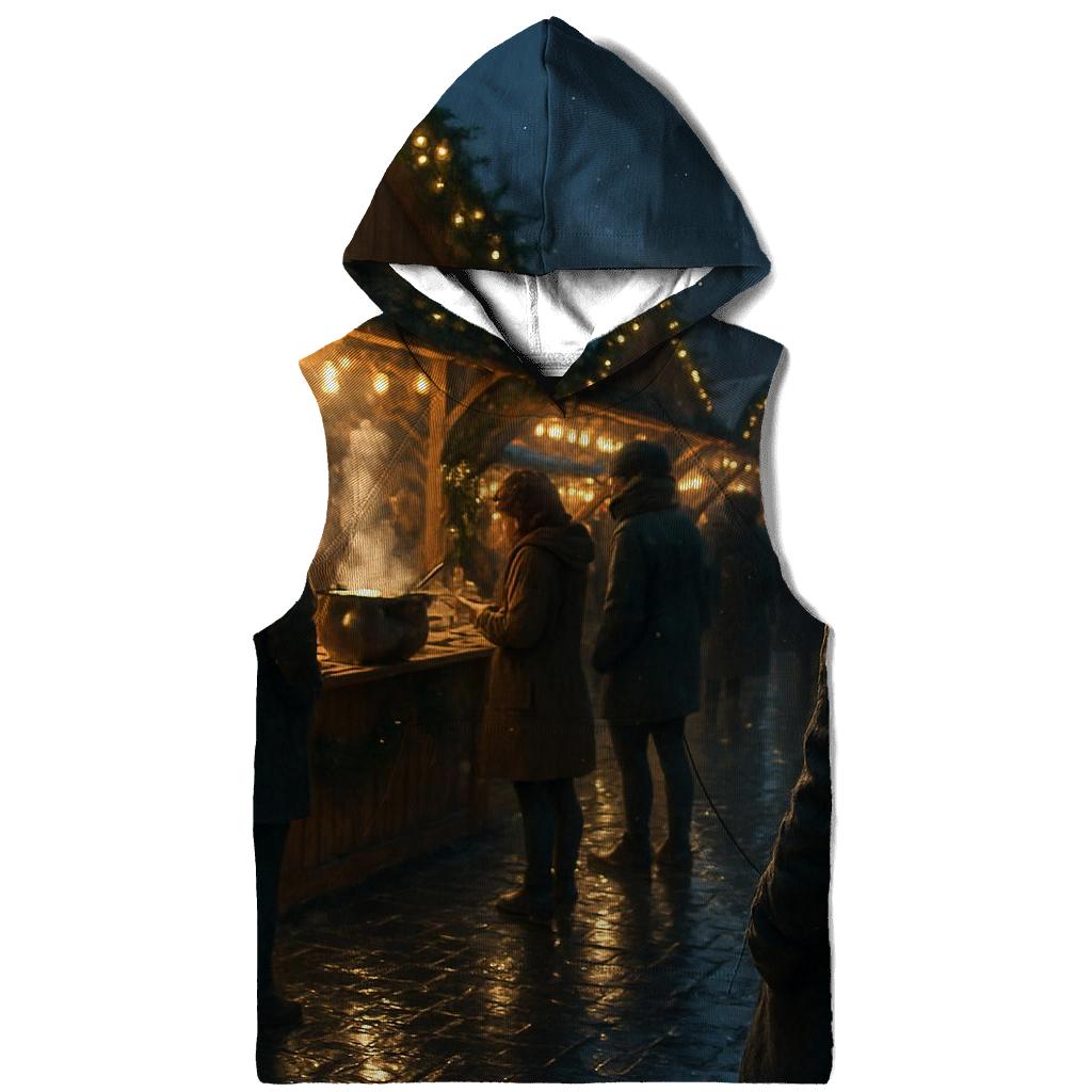 Christmas Market Under Lantern Bokeh embroidered hoodies