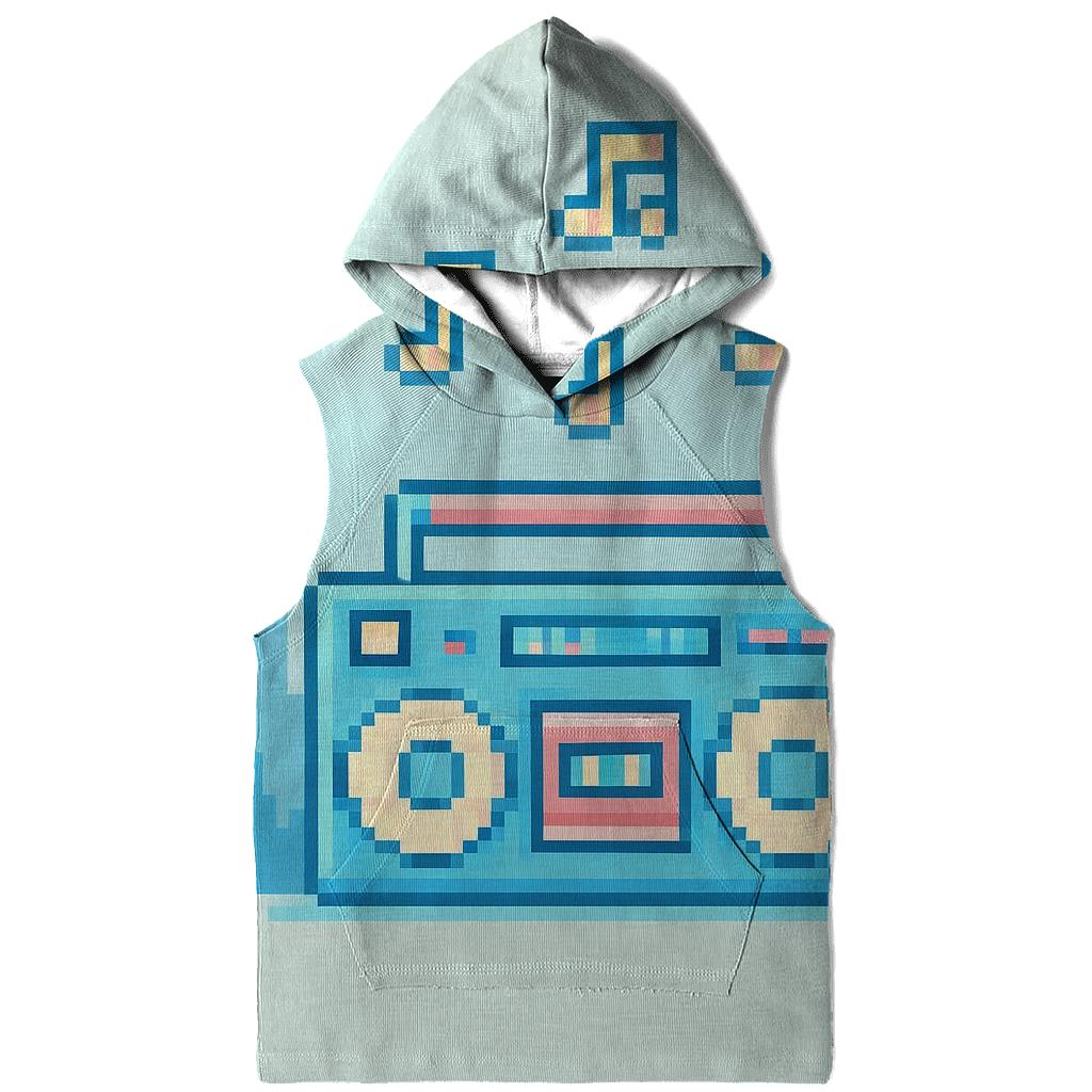 Pixel Boom Box Skyline graphic hoodies