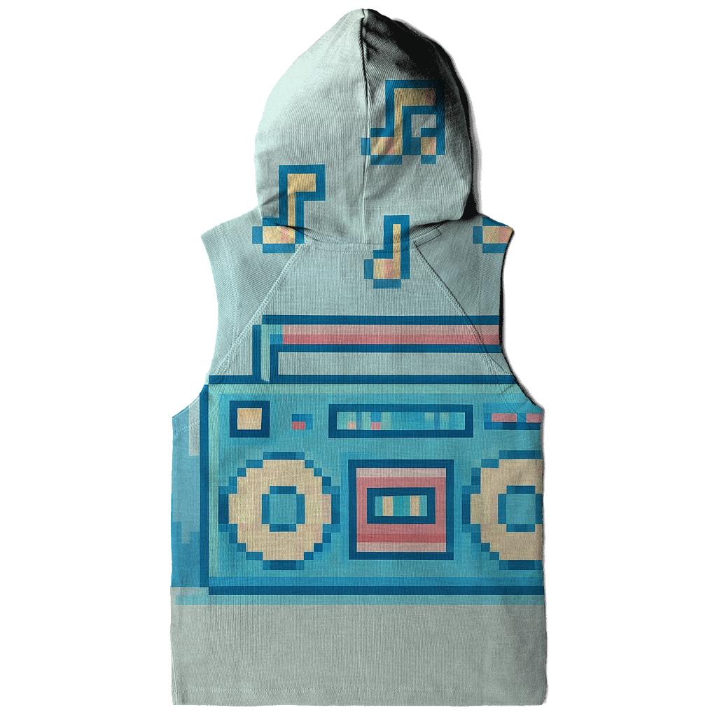 Pixel Boom Box Skyline graphic hoodies