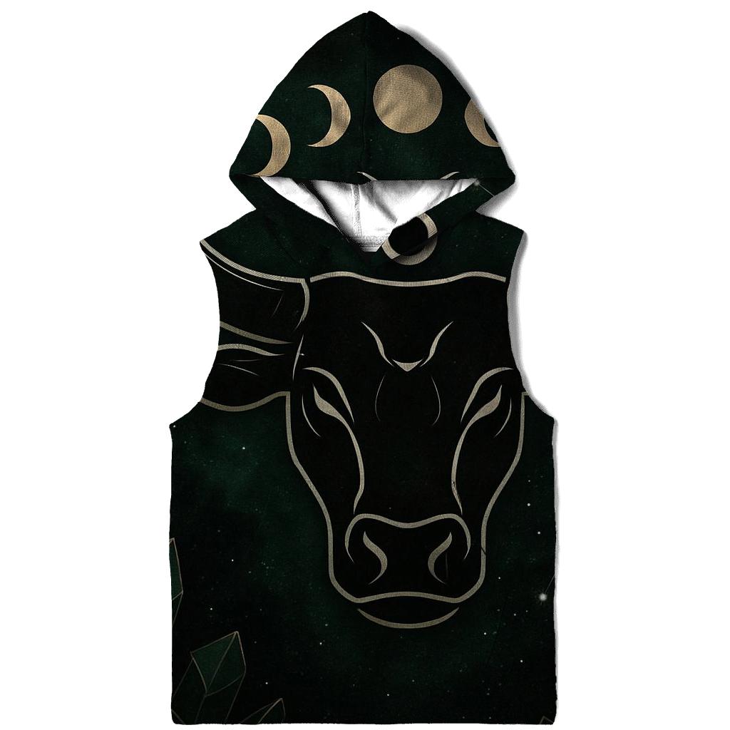Taurus Bull Moonlit Crystal Emblem zip-up hoodies