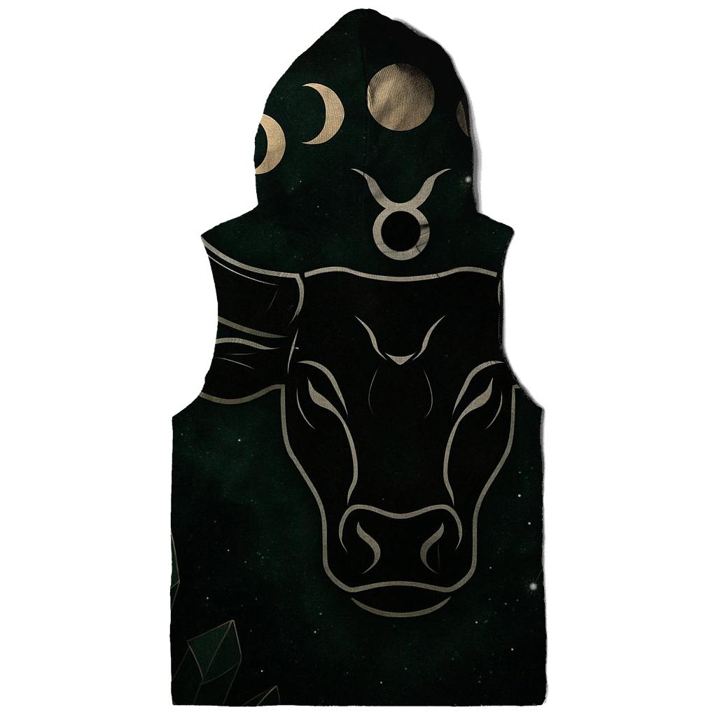 Taurus Bull Moonlit Crystal Emblem zip-up hoodies