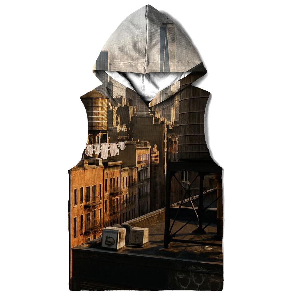Chinatown Rooftop Water Towers Facing Downtown graphic hoodies
