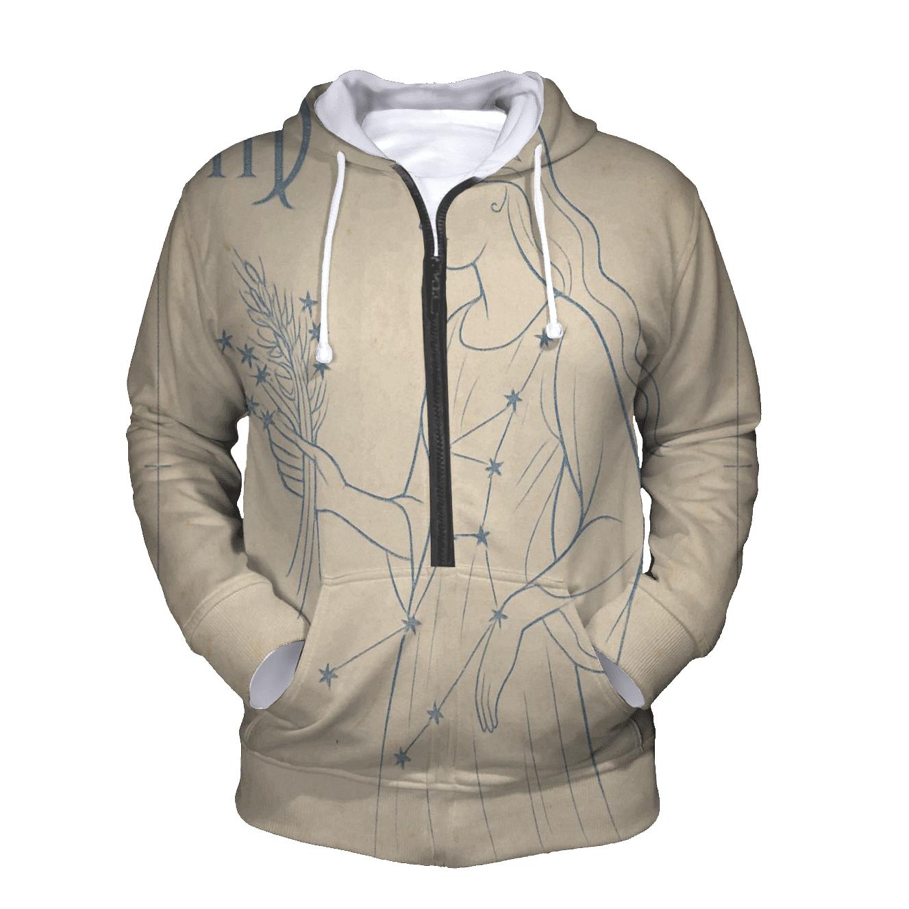 Virgo Sheaf Of Wheat Celestial Blueprint embroidered hoodies