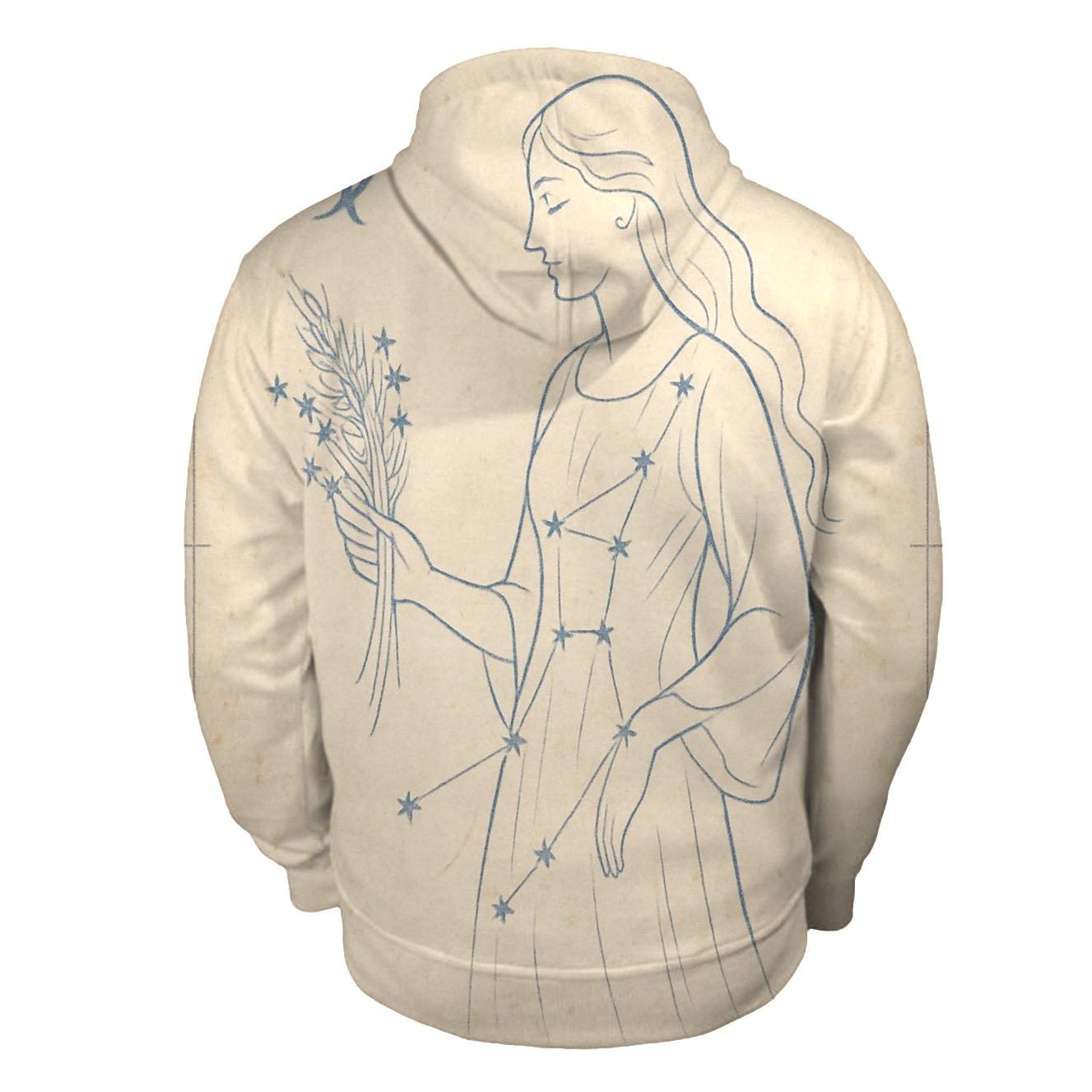 Virgo Sheaf Of Wheat Celestial Blueprint embroidered hoodies