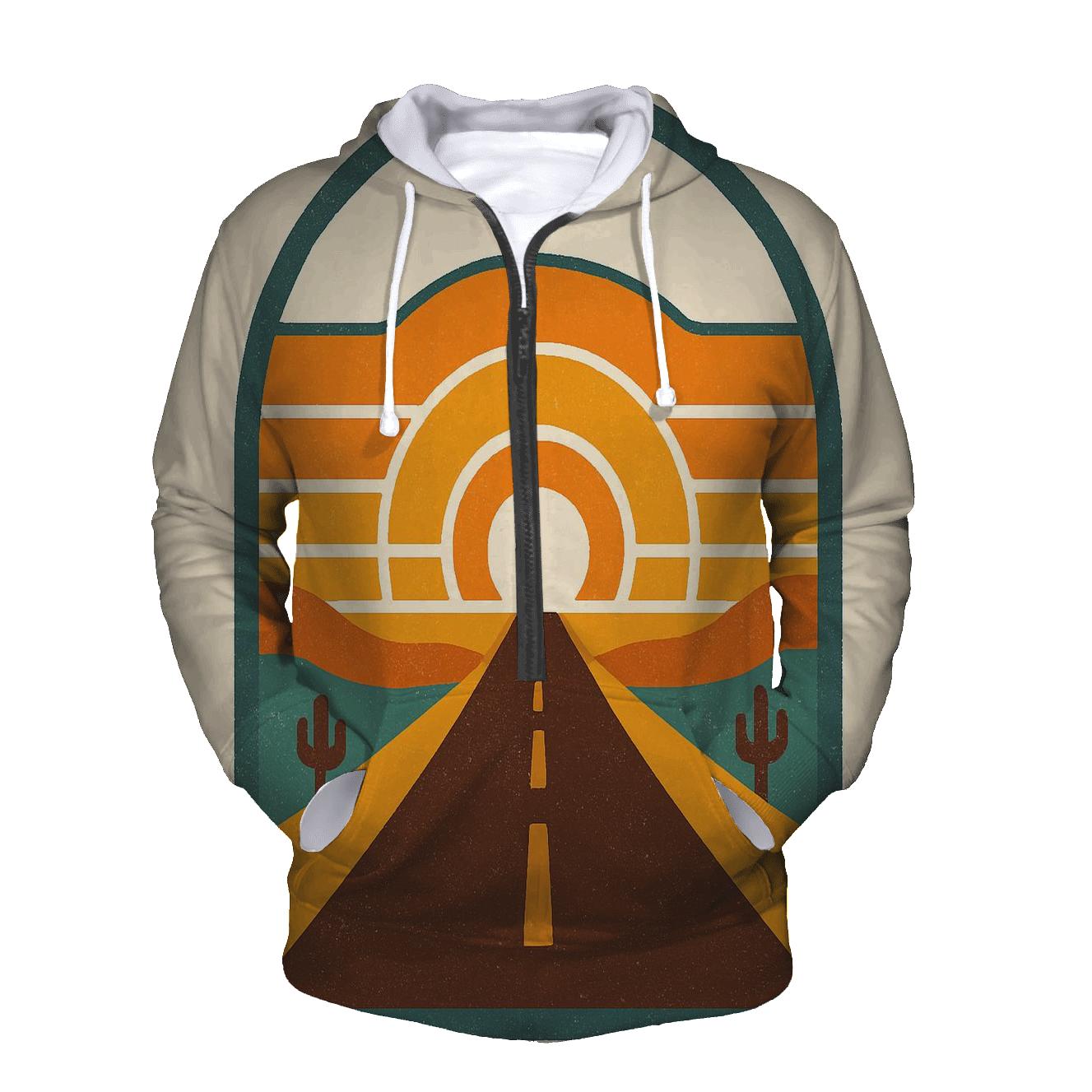 Desert Highway Sunburst Badge printed hoodies