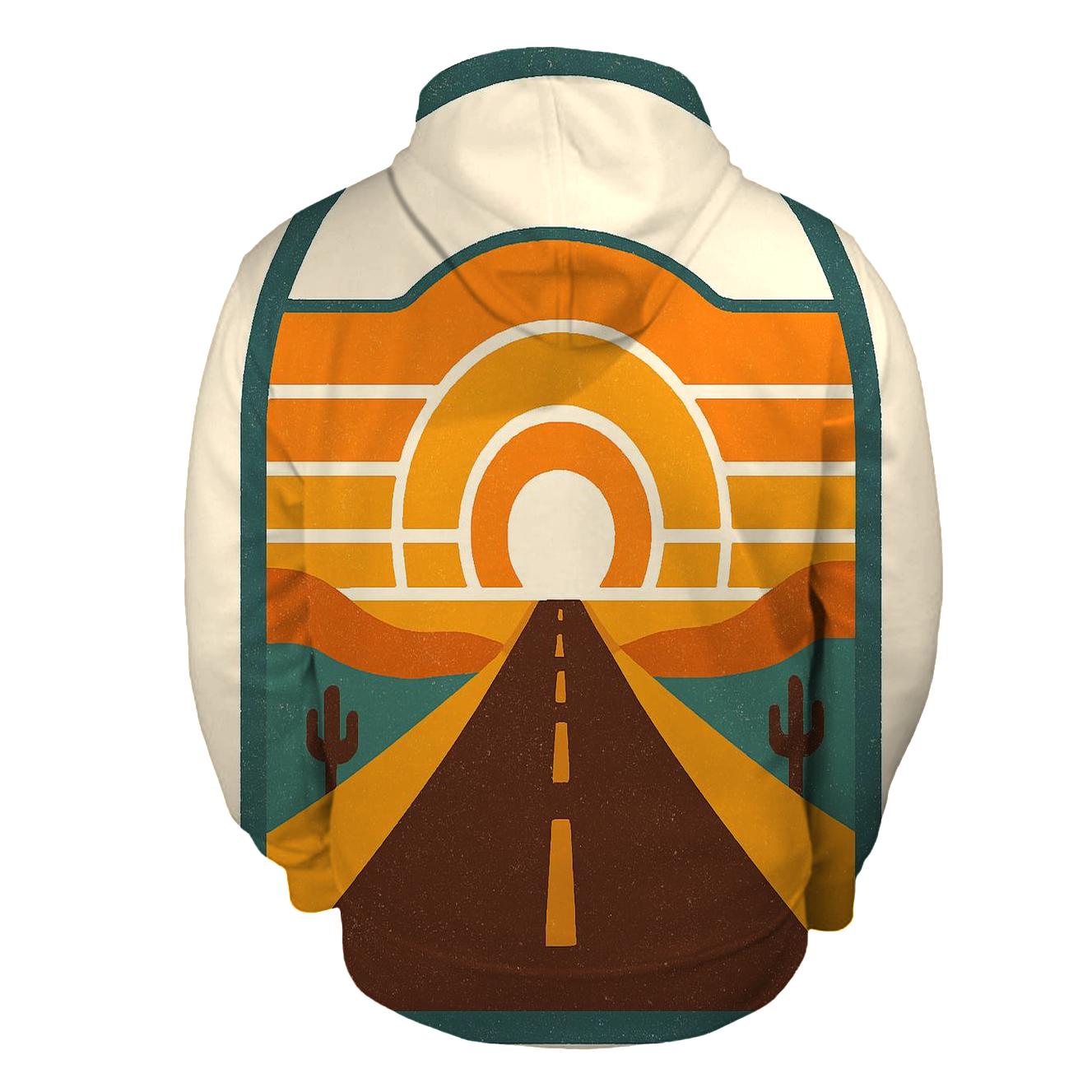 Desert Highway Sunburst Badge printed hoodies
