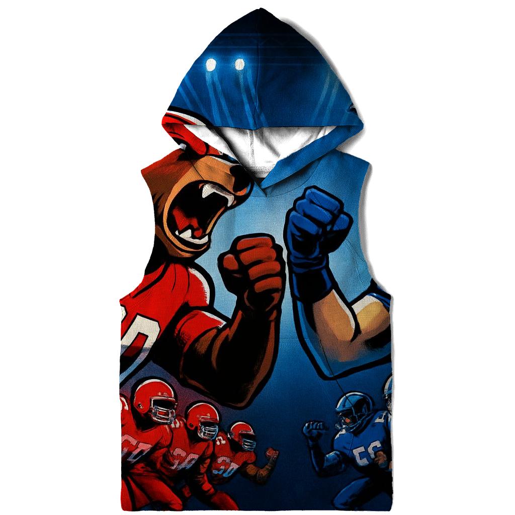 Mascot Armor Showdown On Gridiron Stage embroidered hoodies