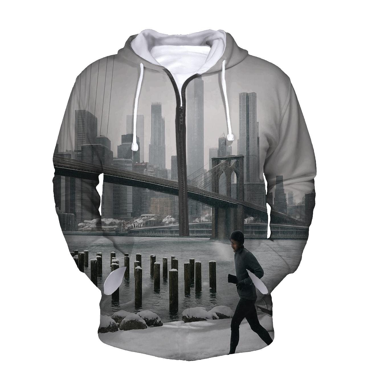 Winter Silence From Brooklyn Bridge Park Pier embroidered hoodies