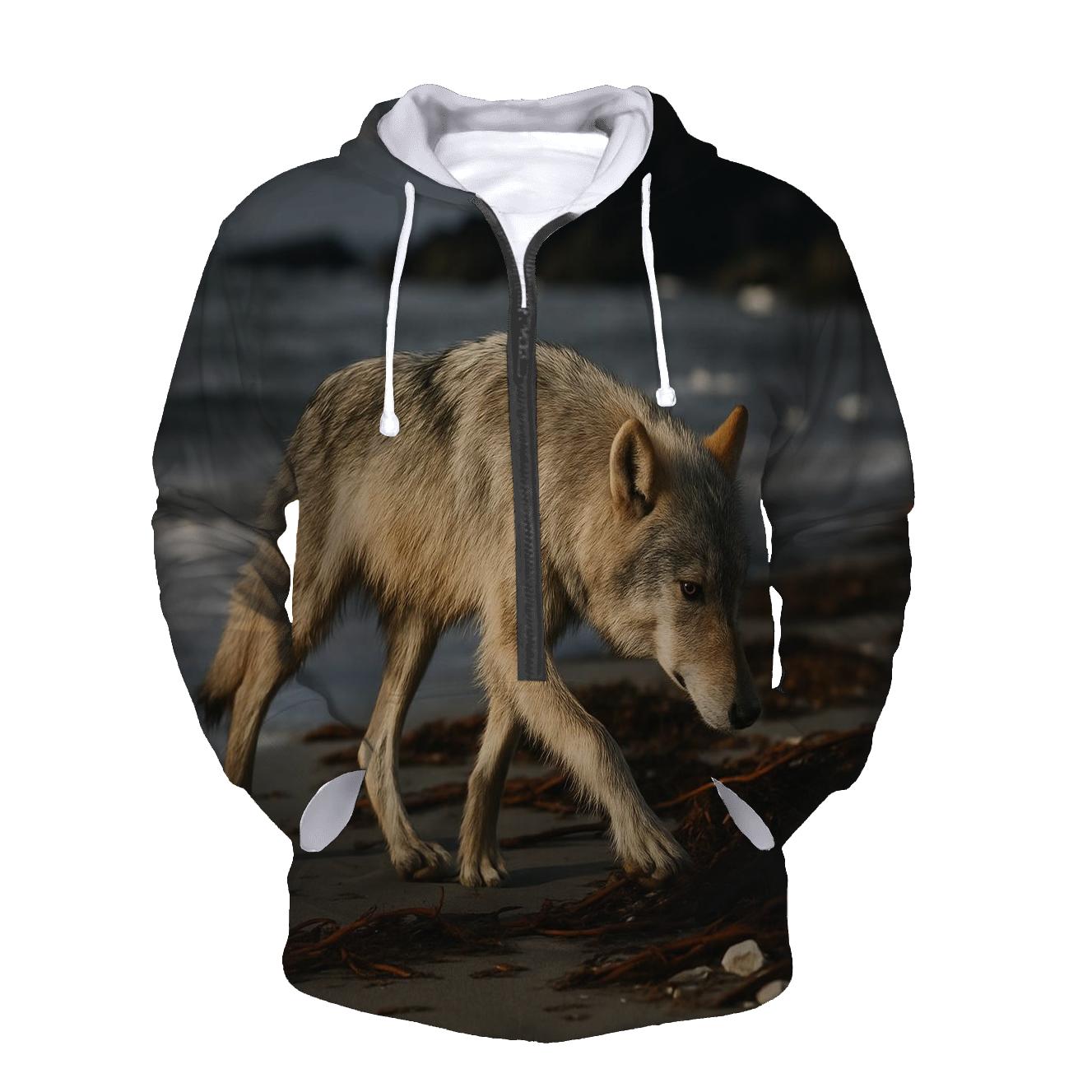 Coastal Wolf Hunting The Wrack Line lightweight hoodies