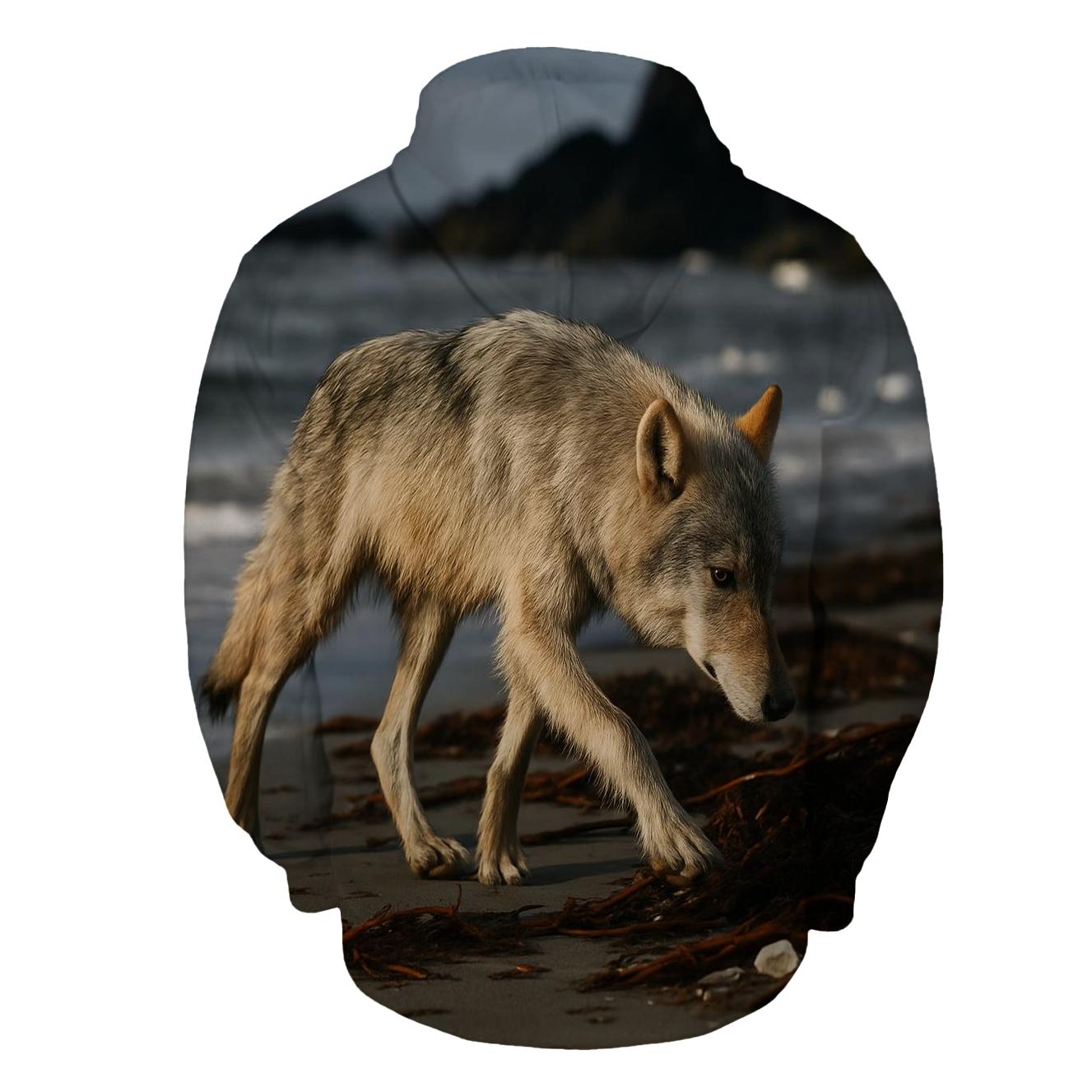 Coastal Wolf Hunting The Wrack Line lightweight hoodies