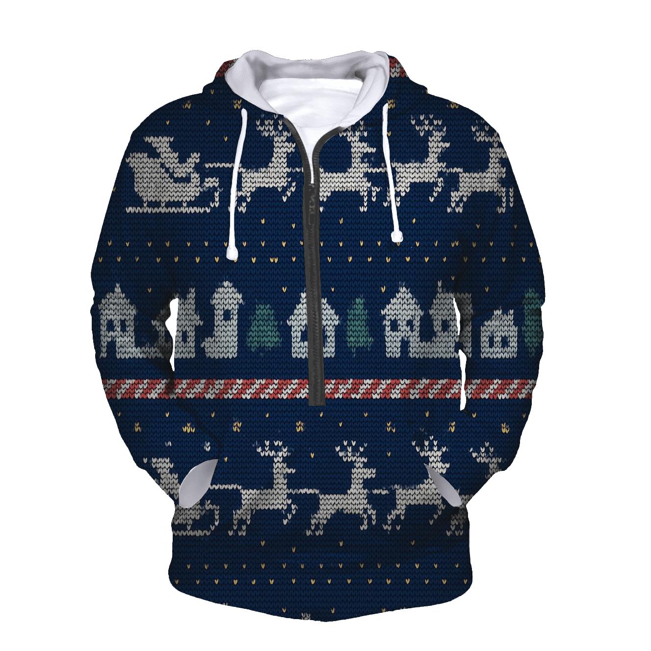 Santa Sleigh Skyline Stripe Design graphic hoodies