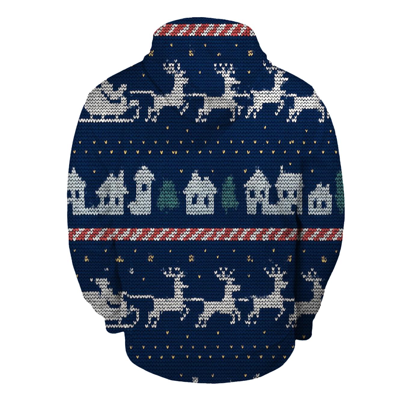 Santa Sleigh Skyline Stripe Design graphic hoodies