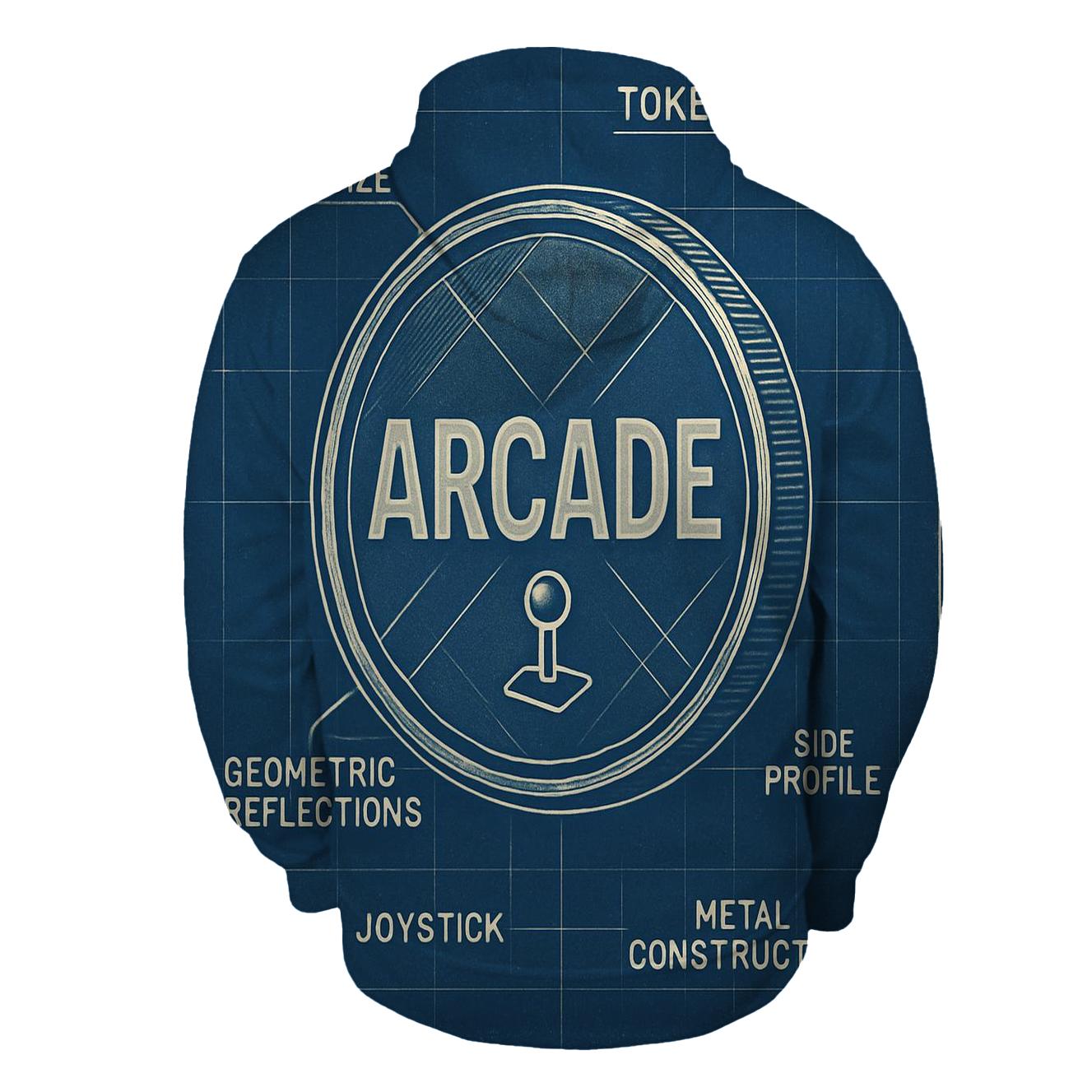 Retro 1980s Arcade Token Blueprint Print hoodie styles