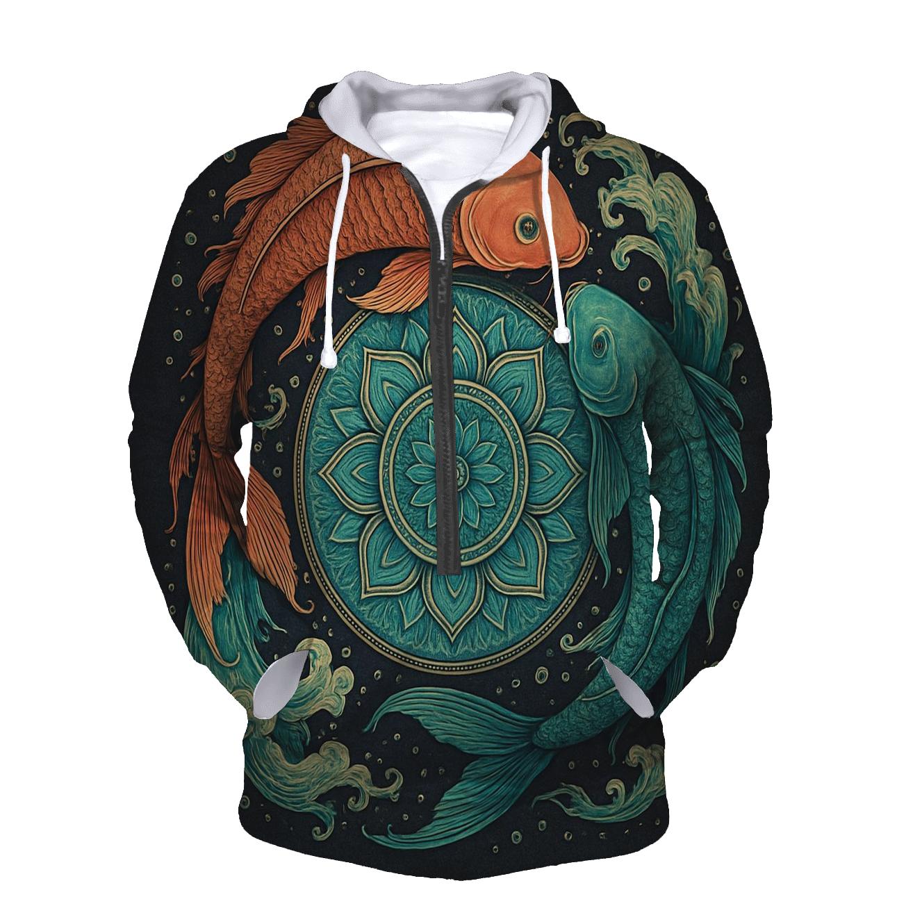 Koi Fish Portal Mandala pullover hoodies