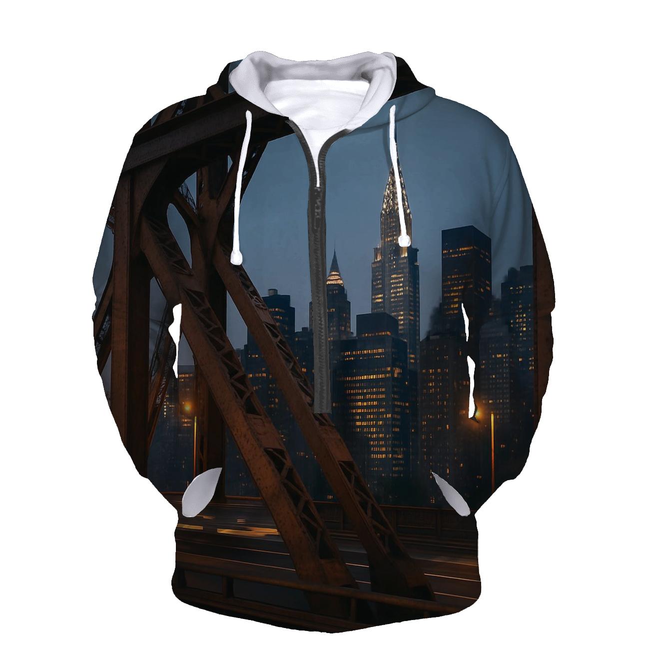 Queensboro Bridge Framing Midtown At Blue Hour custom hoodies