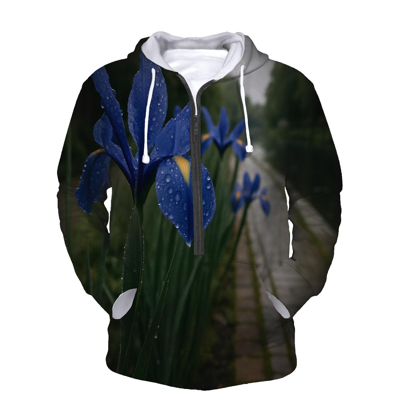 Dutch Iris After Rain Along Canal Path custom hoodies