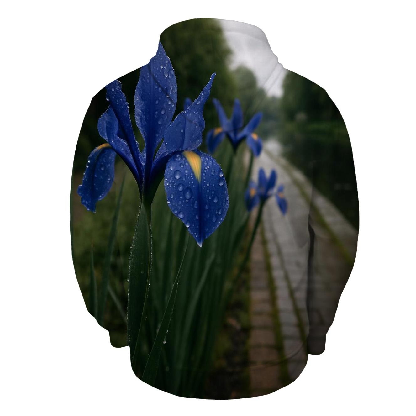 Dutch Iris After Rain Along Canal Path custom hoodies