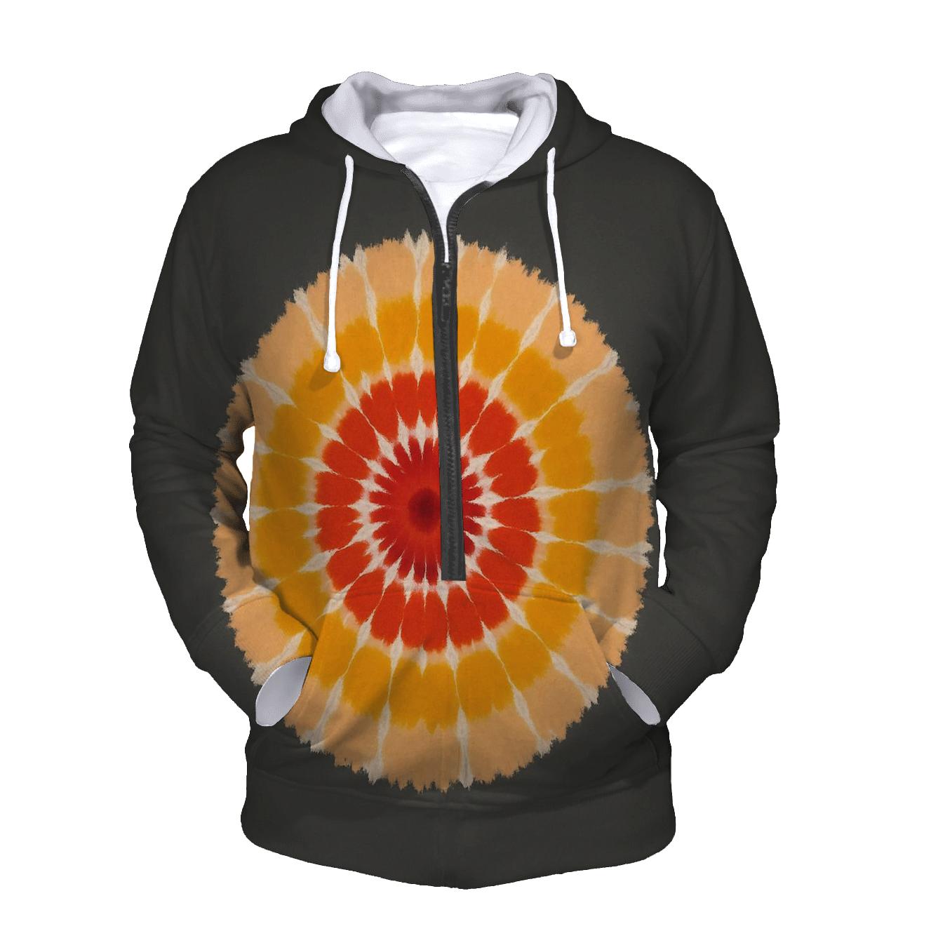 Bullseye Supernova Off Center Rings zip-up hoodies
