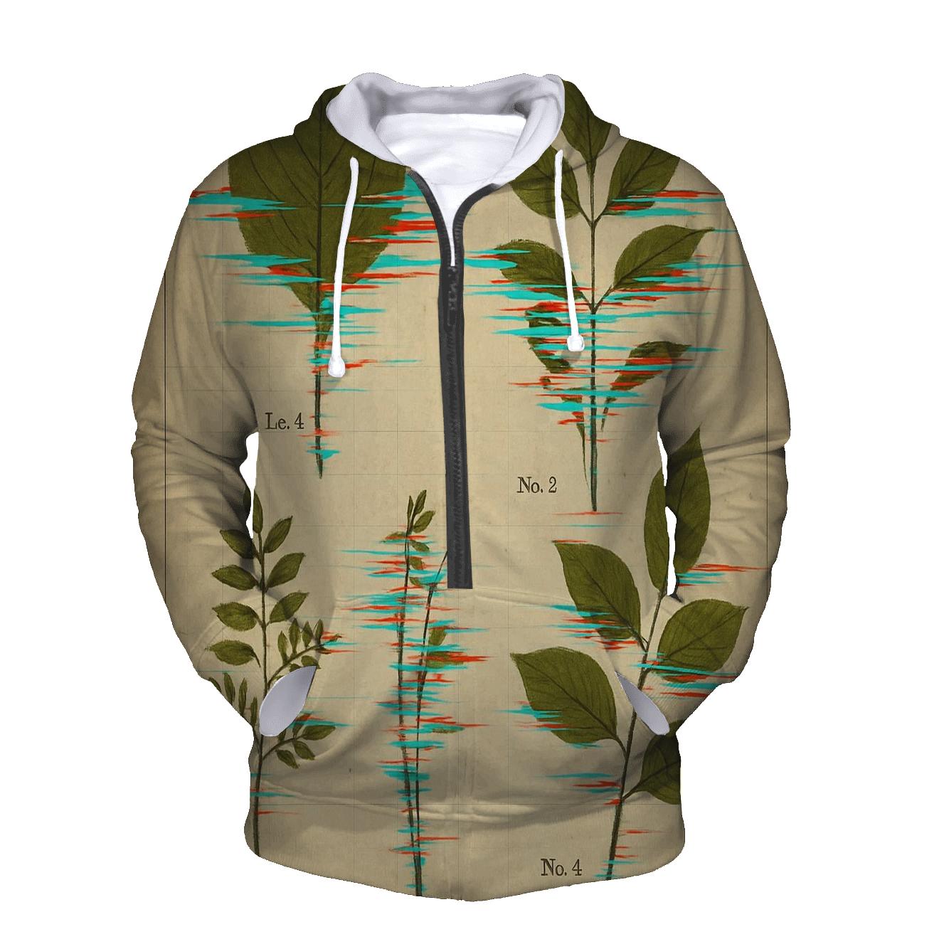 Glitch Botanica Herbarium graphic hoodies