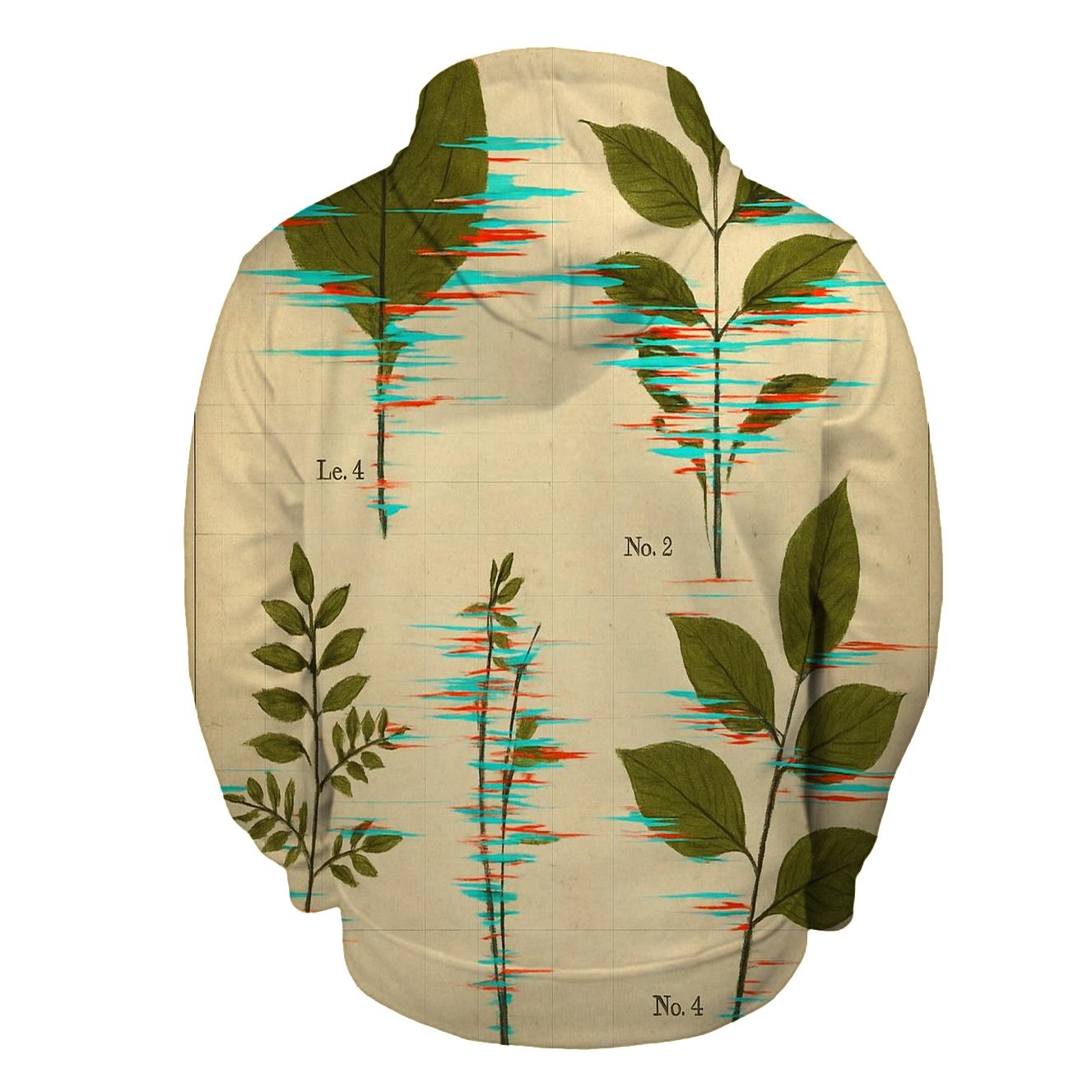 Glitch Botanica Herbarium graphic hoodies