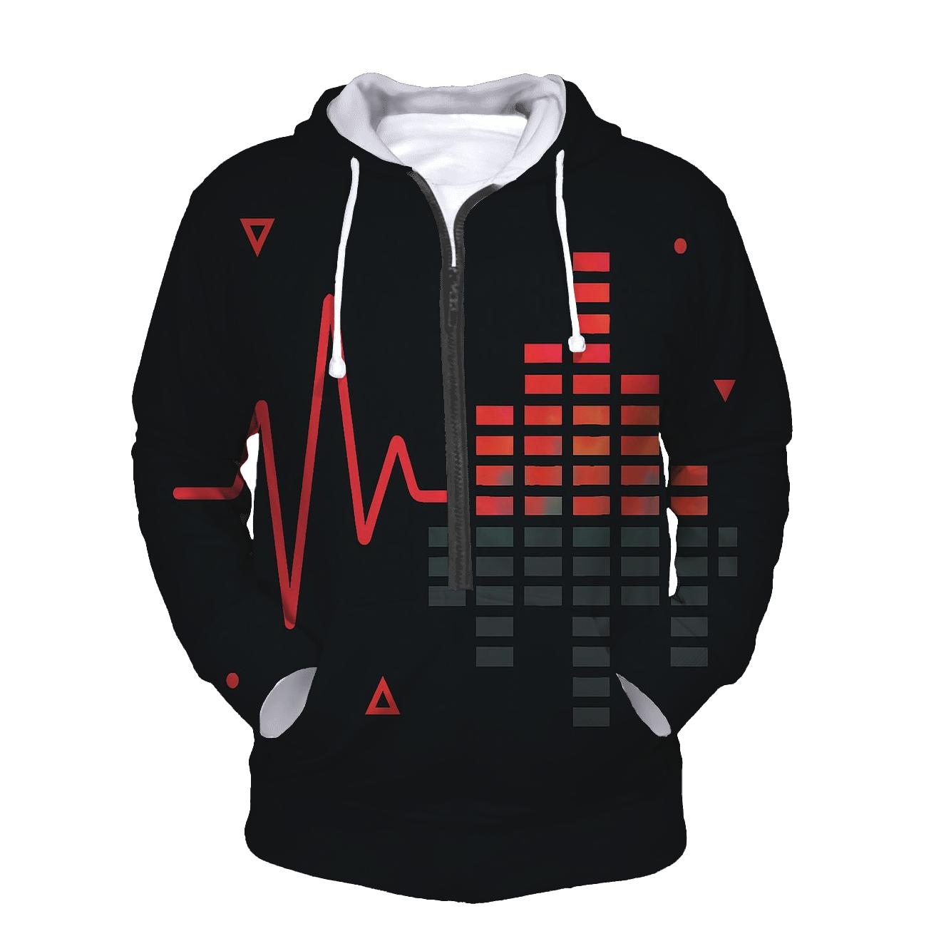 Chrome Heartbeat Waveform lightweight hoodies