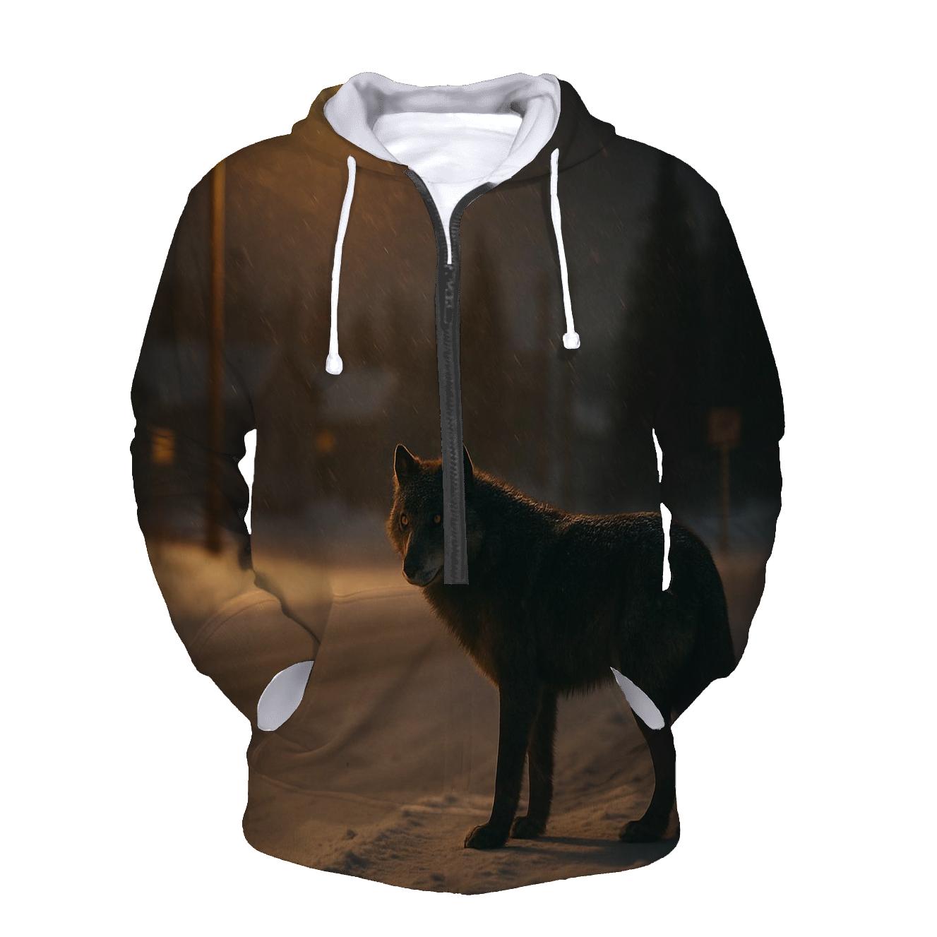 Night Streetlight Encounter On Northern Town Fringe heavyweight hoodies