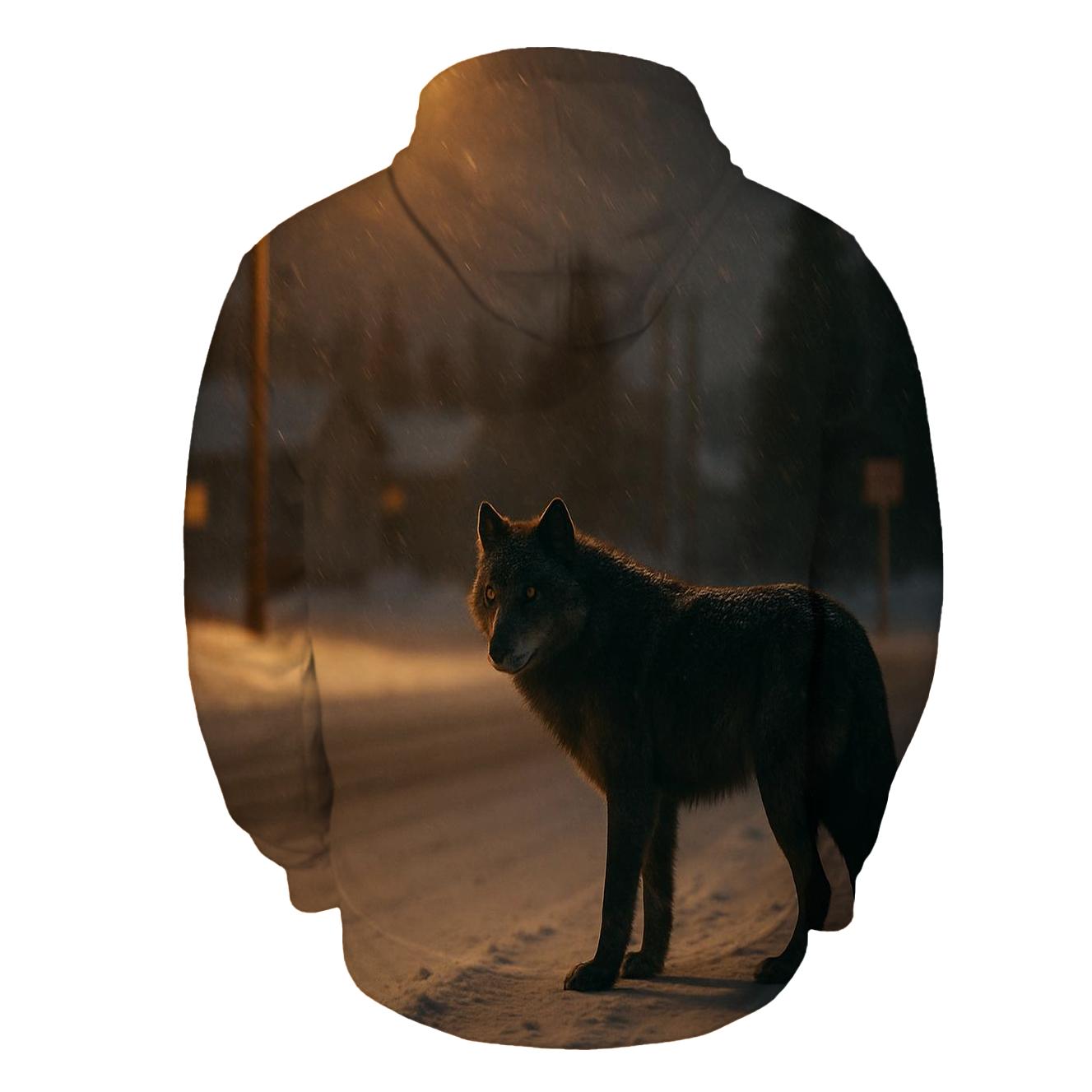 Night Streetlight Encounter On Northern Town Fringe heavyweight hoodies