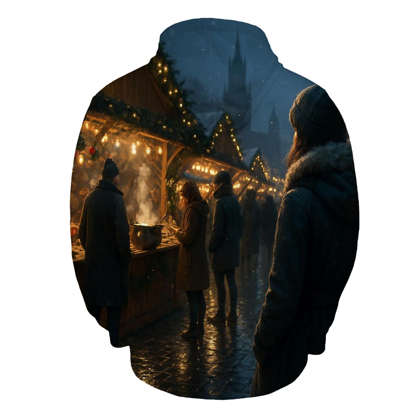 Christmas Market Under Lantern Bokeh heavyweight hoodies