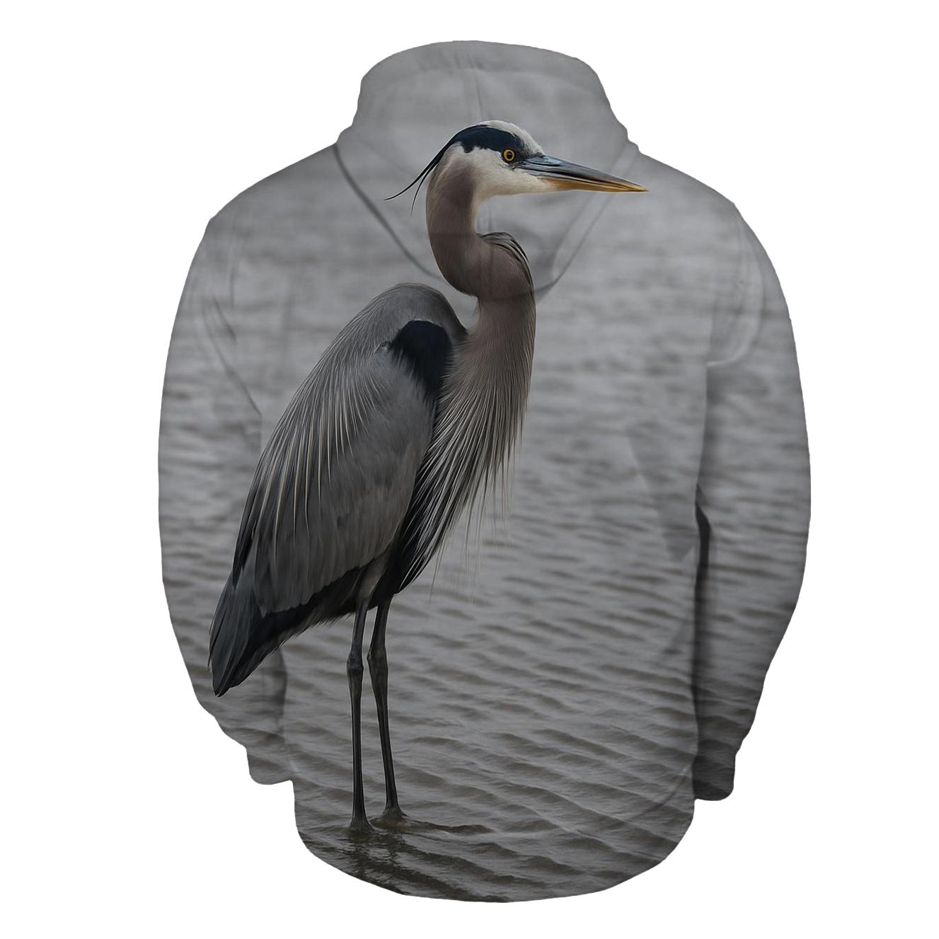 Mudflat Sentinel Great Blue Heron pullover hoodies