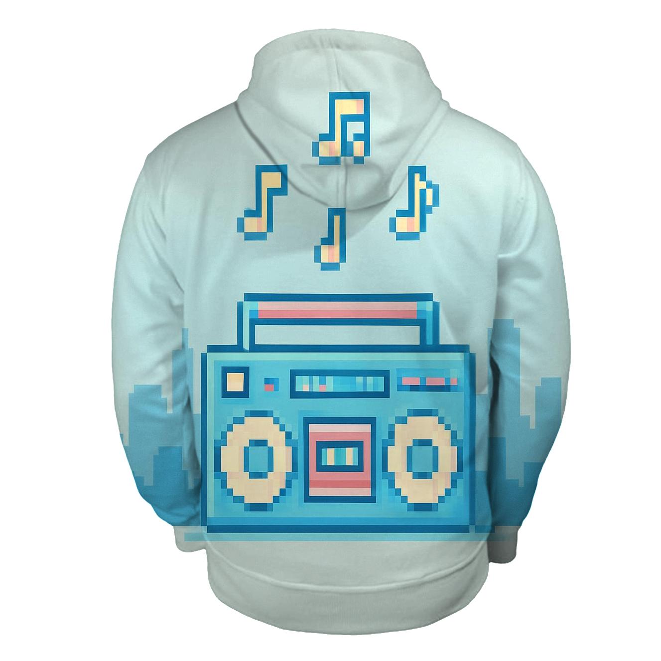 Pixel Boom Box Skyline embroidered hoodies