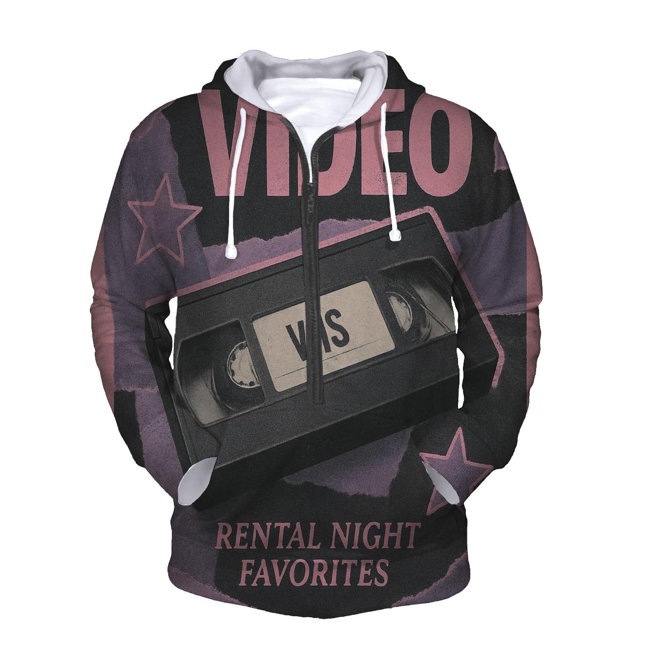 Classic 1990s VHS Rental Night Collage pullover hoodies