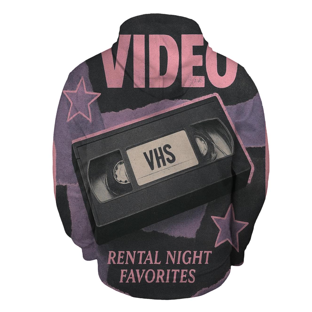 Classic 1990s VHS Rental Night Collage pullover hoodies