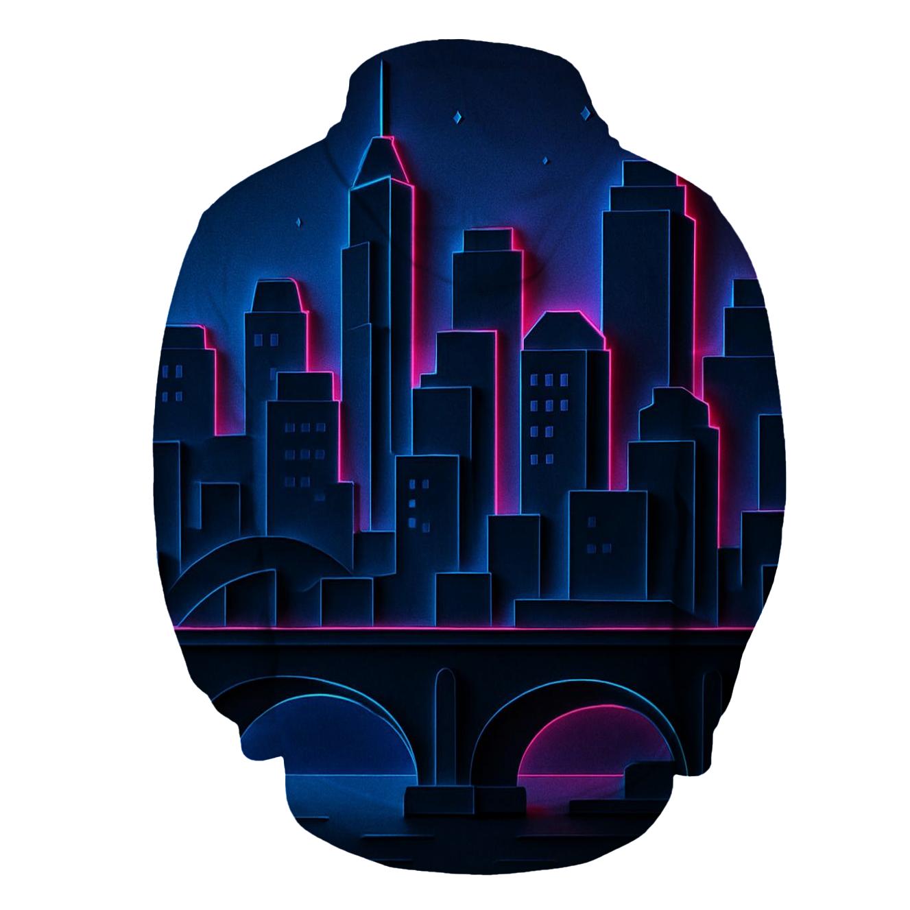 Neon Skyline Paper Cut Layers lightweight hoodies