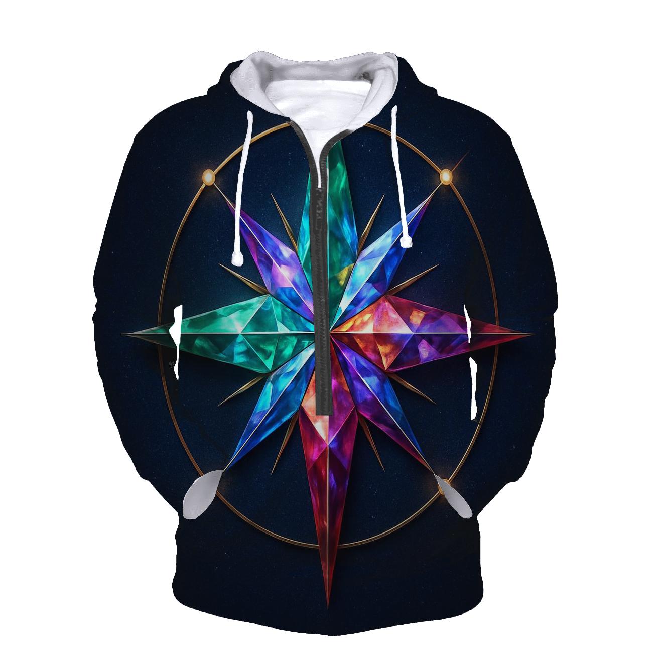 Jewel Tone Prism Compass embroidered hoodies