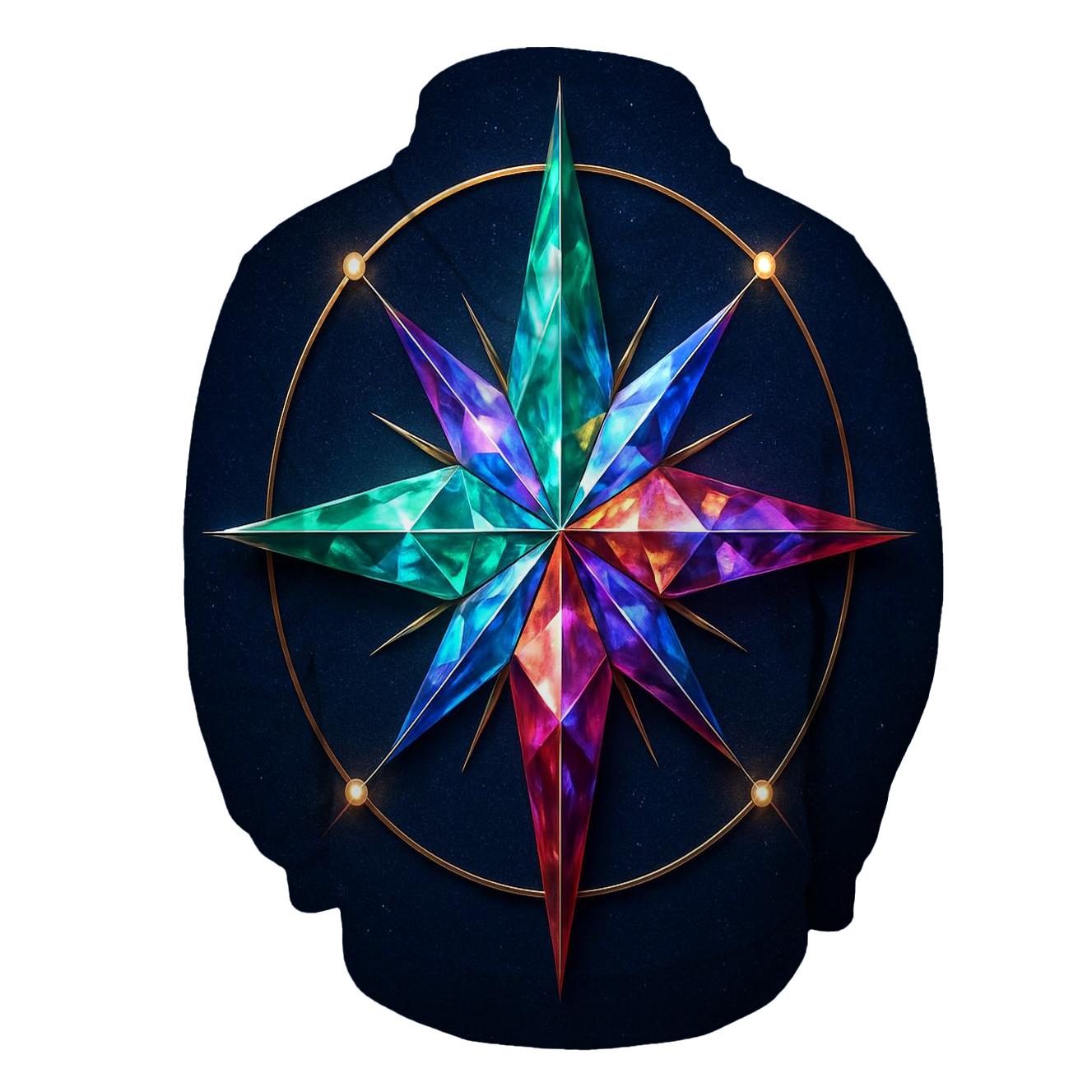 Jewel Tone Prism Compass embroidered hoodies
