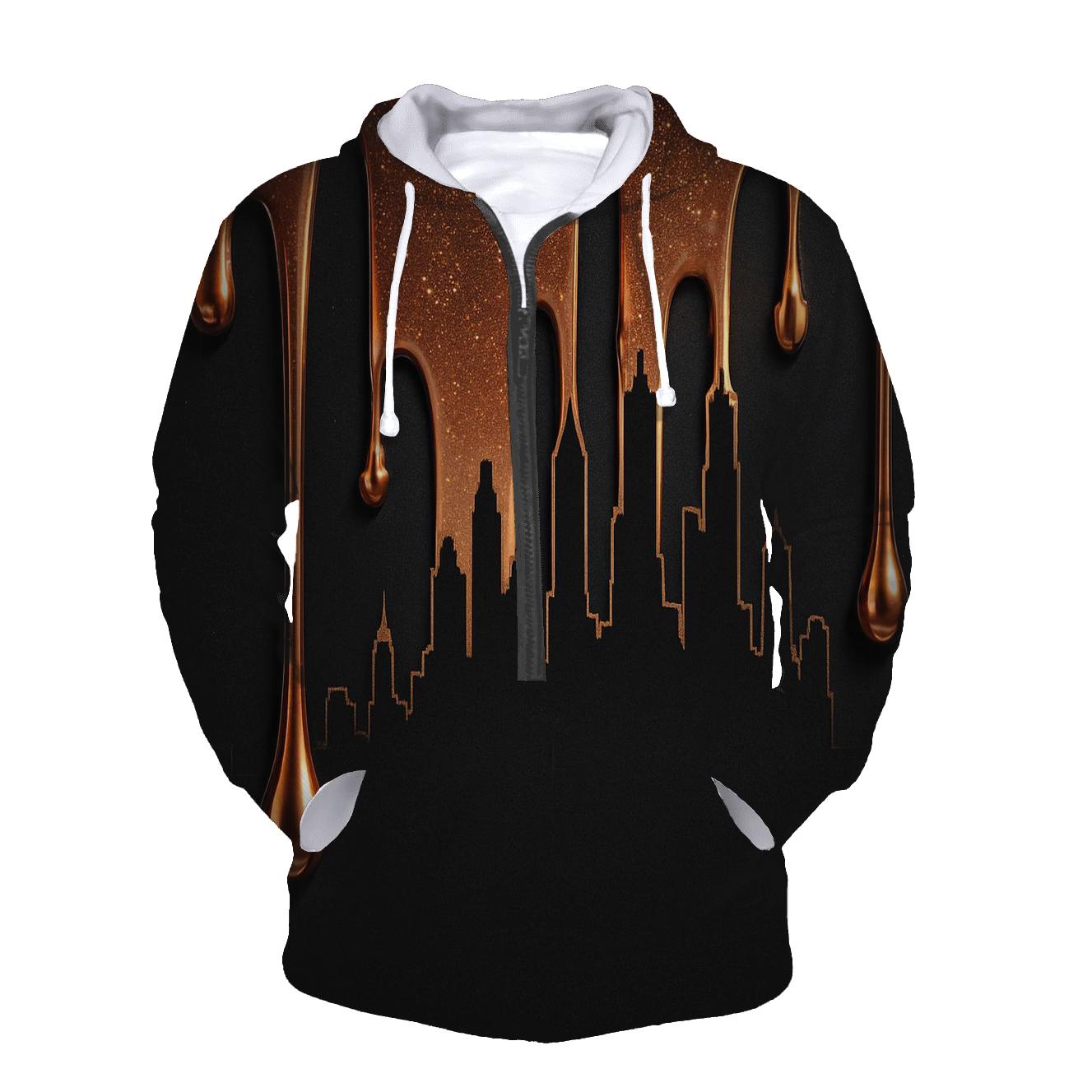 Copper Bronze Metallic Drip Skyline zip-up hoodies