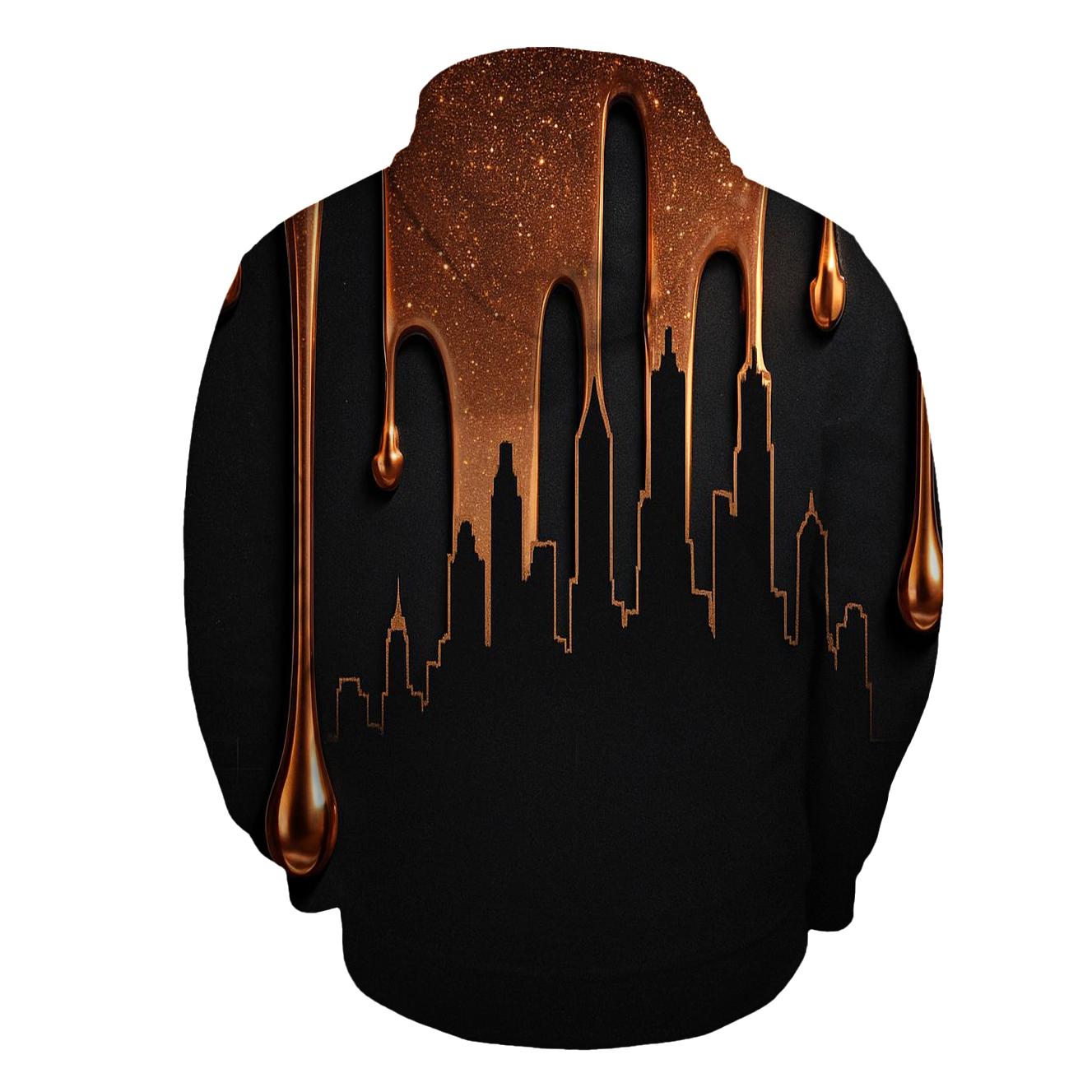Copper Bronze Metallic Drip Skyline zip-up hoodies