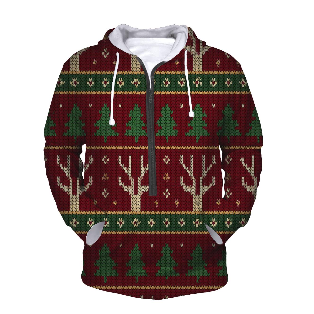 Reindeer Antler Fair Isle Ladder Design lightweight hoodies