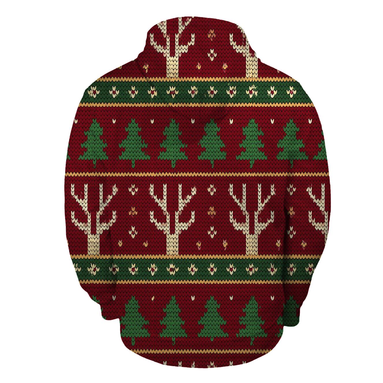 Reindeer Antler Fair Isle Ladder Design lightweight hoodies